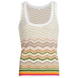 Veronica Beard Nabella Stripe Pointelle Sweater Multicolor Zigzag Knit Tank Top